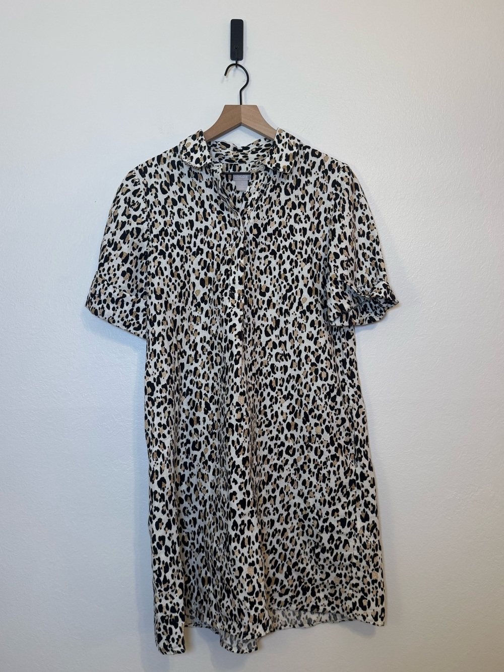 Chico's 100% Linen Leopard Print Shirt Dress